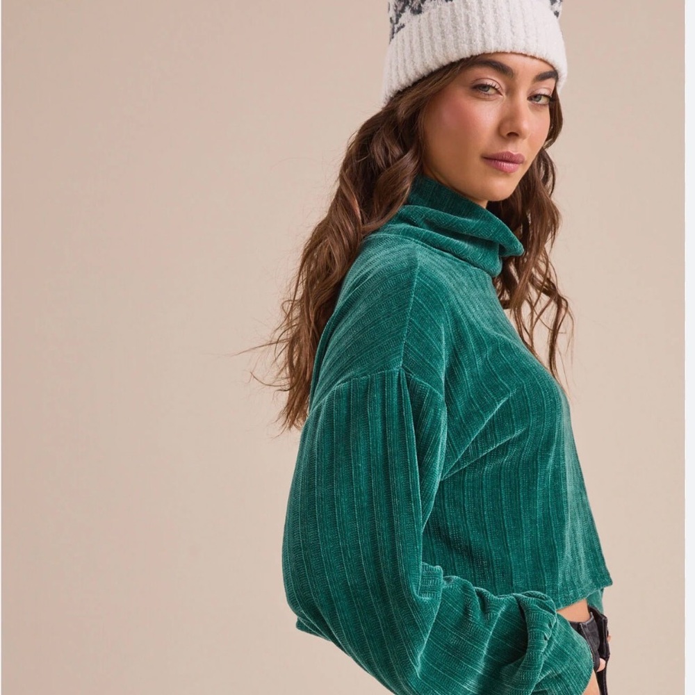 Altar'd State Margot Ribbed Turtleneck Top